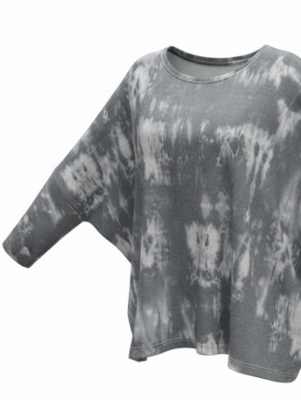 BRYN WALKER | Edgy Charcoal White Tie Dye Relaxed Boxy Indie Goth Crop Top | S